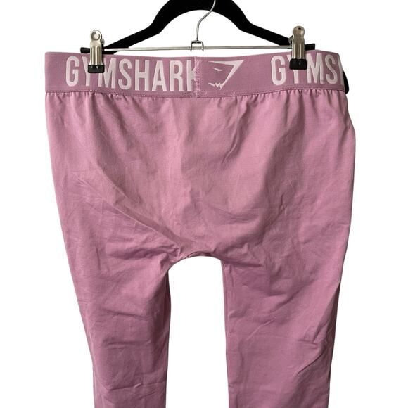 Gymshark Large Fit Leggings Seamless Logo Waistband Pastel Purple White - Picture 7 of 8